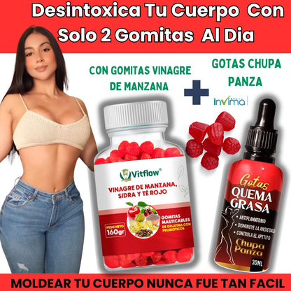 Fitflex © Gomitas Vinagre Manzana+ Gotas Quema Grasa