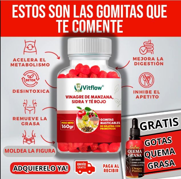 Fitflex © Gomitas Vinagre Manzana+ Gotas Quema Grasa
