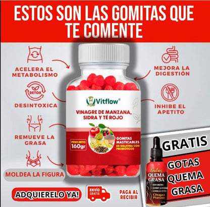 Fitflex © Gomitas Vinagre Manzana+ Gotas Quema Grasa