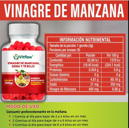Fitflex © Gomitas Vinagre Manzana+ Gotas Quema Grasa